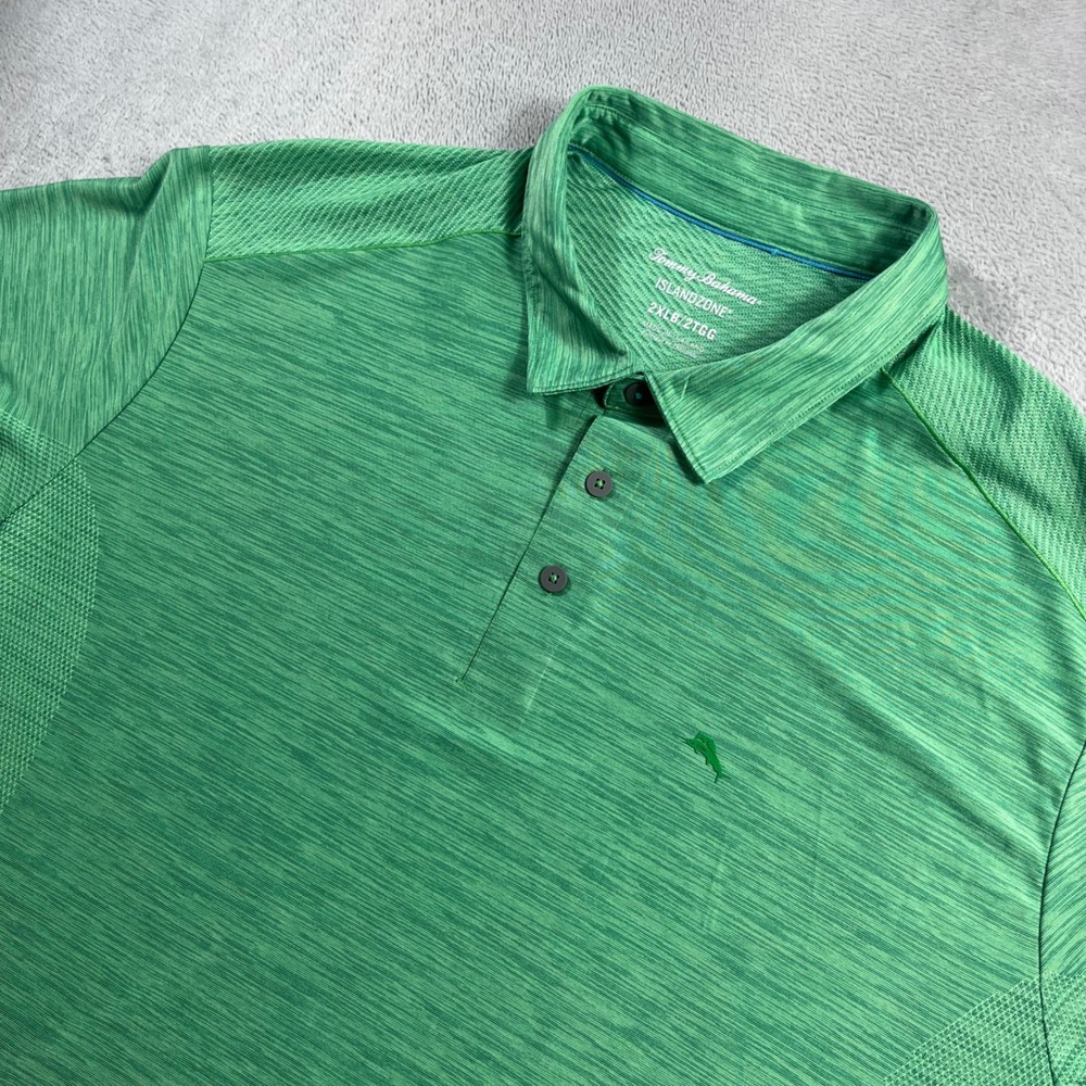 Tommy Bahama IslandZone Mens 2XLB Green Space Dye Performance Polo Shirt